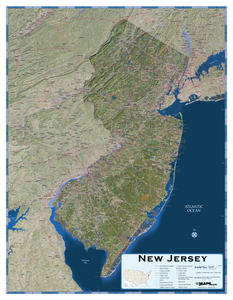 New Jersey Satellite Wall Map