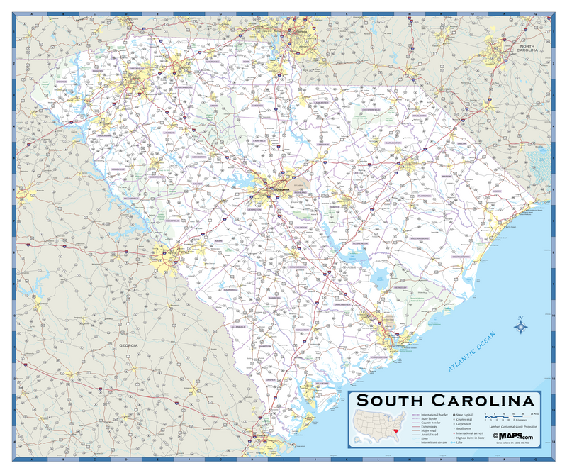 South Carolina Highway Wall Map Maps.com