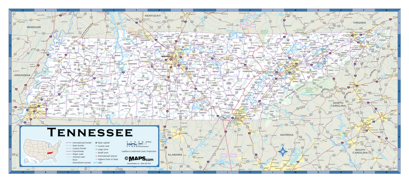 Tennessee Highway Wall Map Maps.com