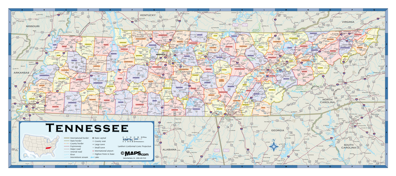 Tennessee Counties Wall Map Maps.com