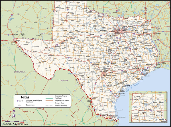 Texas County Wall Map Maps.com