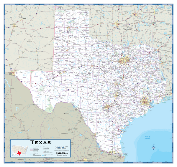 Texas Highway Wall Map Maps.com