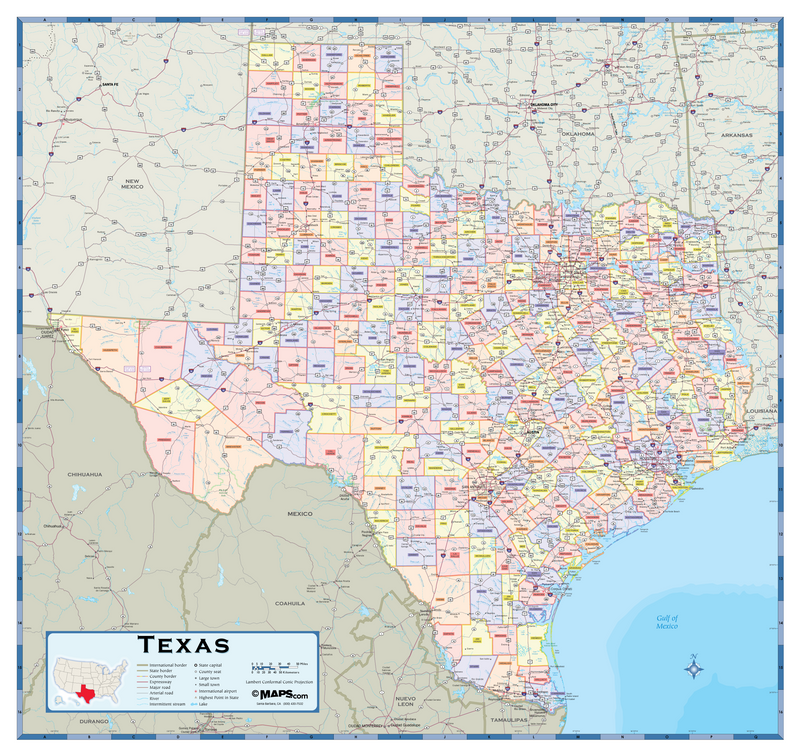 Texas Counties Wall Map Maps.com