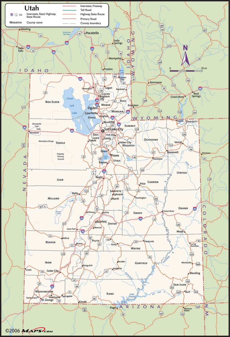 Utah County Wall Map Maps.com