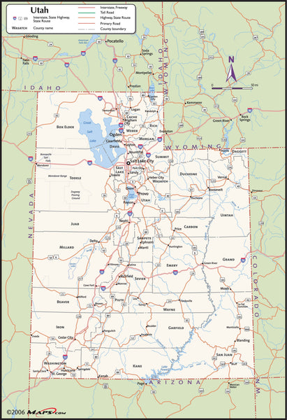 Utah County Wall Map Maps.com
