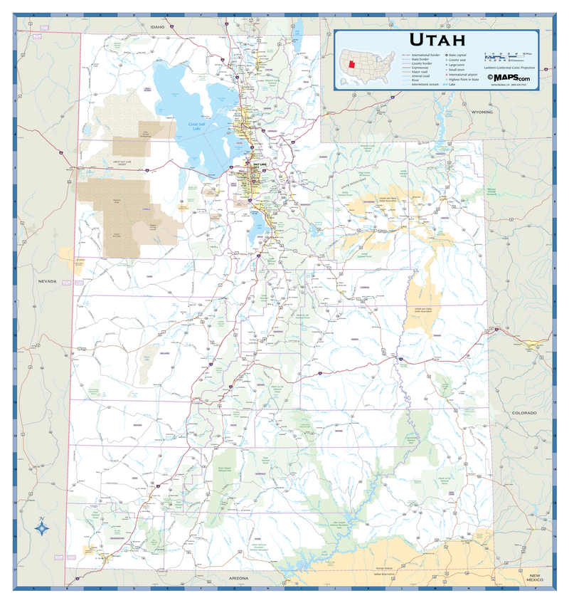 Utah Highway Wall Map Maps.com