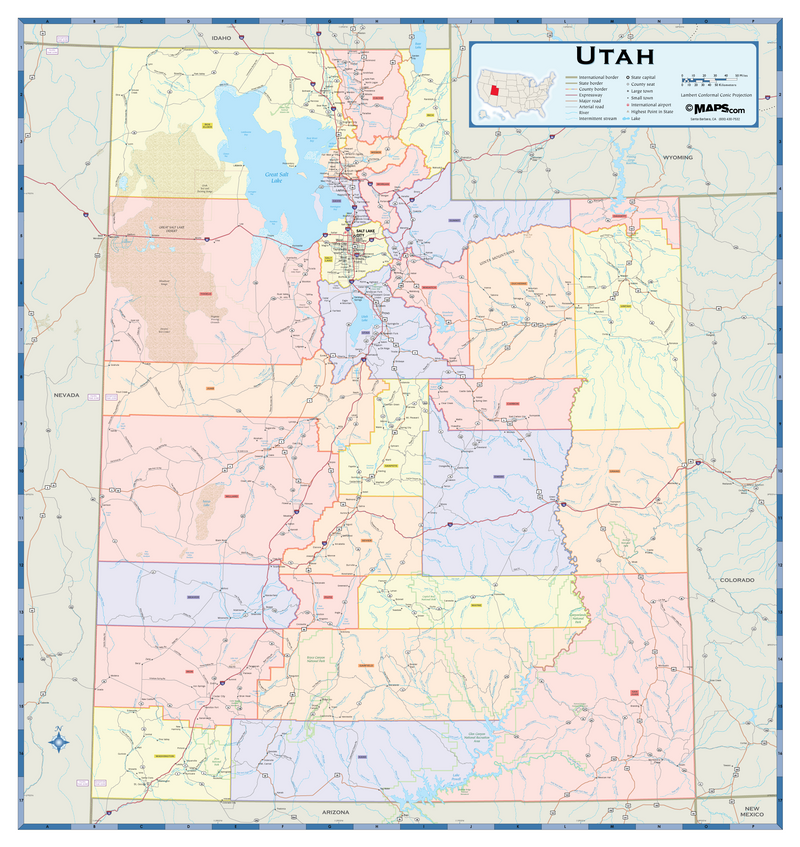 Utah Counties Wall Map Maps.com