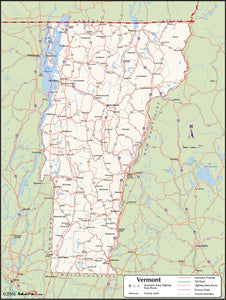 Vermont County Wall Map