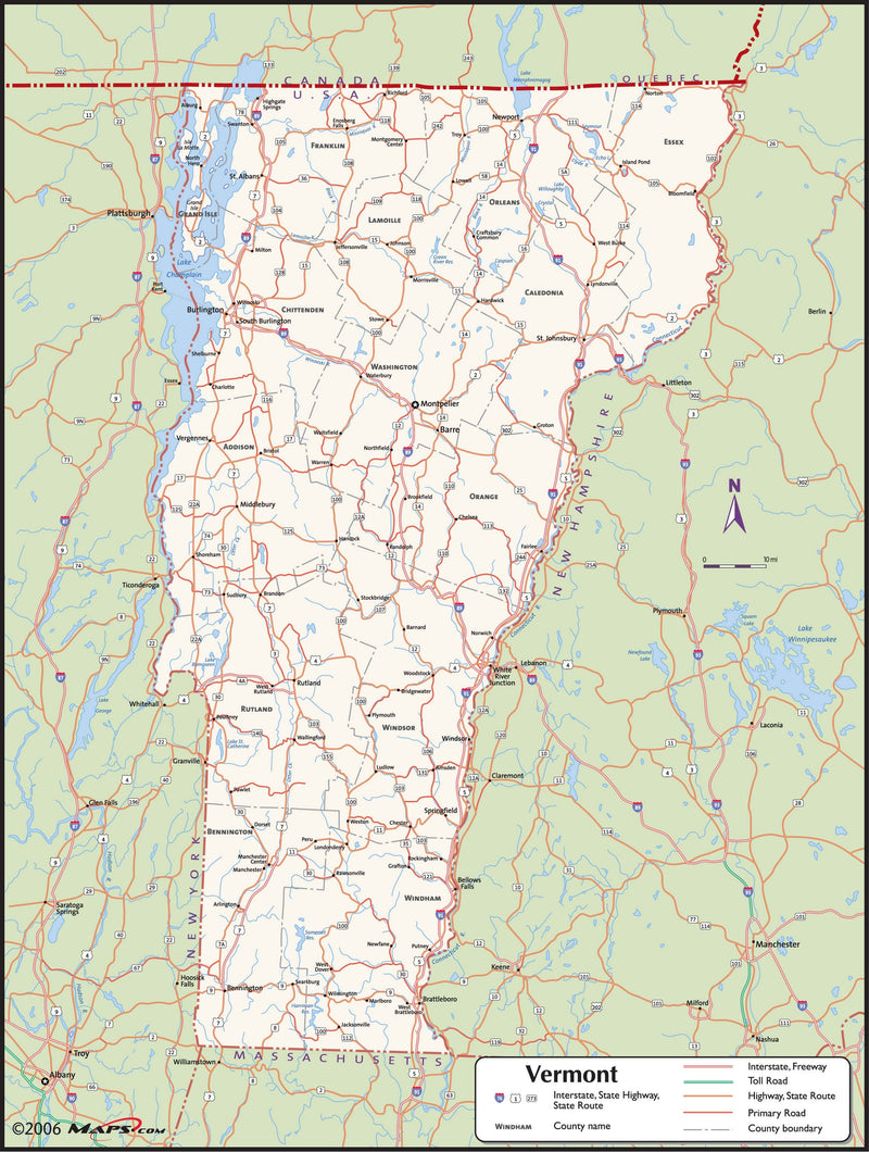 Vermont County Wall Map Maps.com