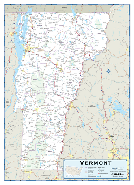 Vermont Highway Wall Map Maps.com