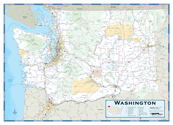 Washington Highway Wall Map Maps.com