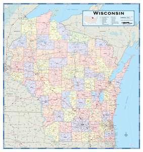 Wisconsin Counties Wall Map