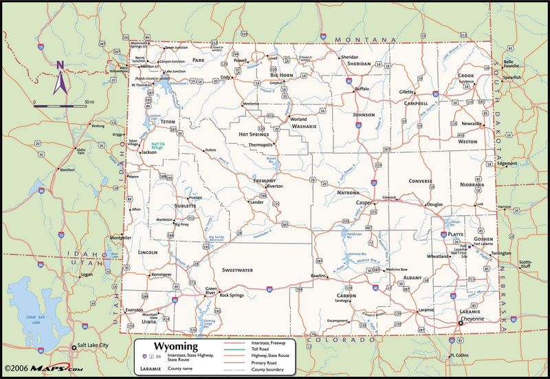 Wyoming County Wall Map Maps.com
