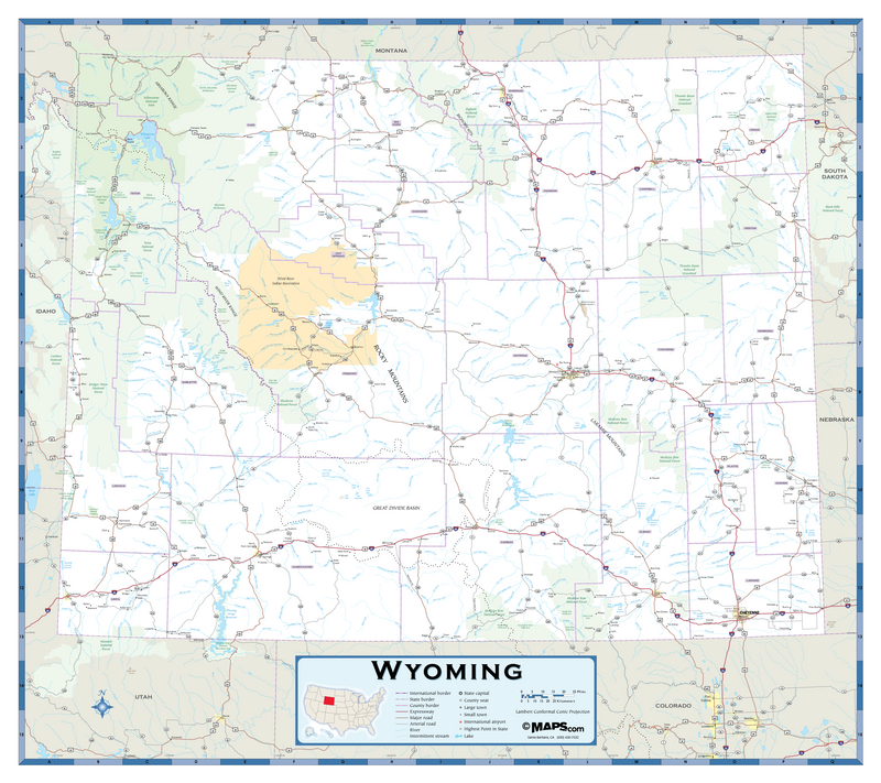 Wyoming Highway Wall Map Maps.com