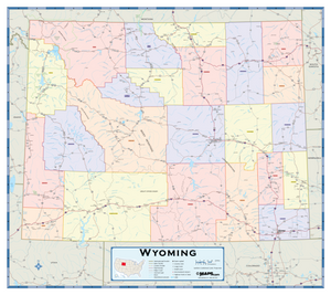 Wyoming Counties Wall Map