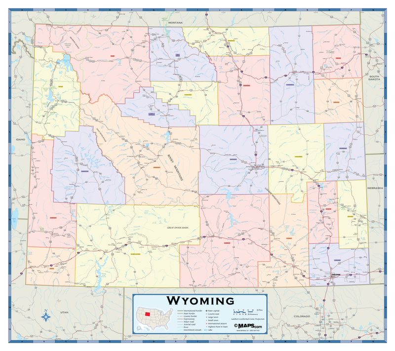 Wyoming Counties Wall Map Maps.com
