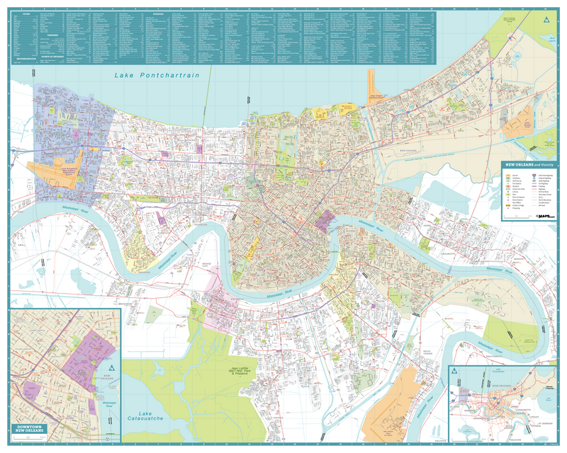 New Orleans Streets and Downtown Map Maps.com