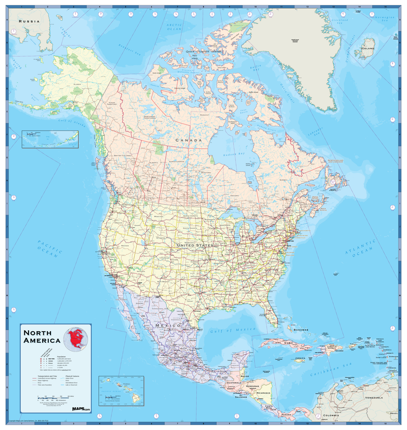 North America Wall Map Maps.com