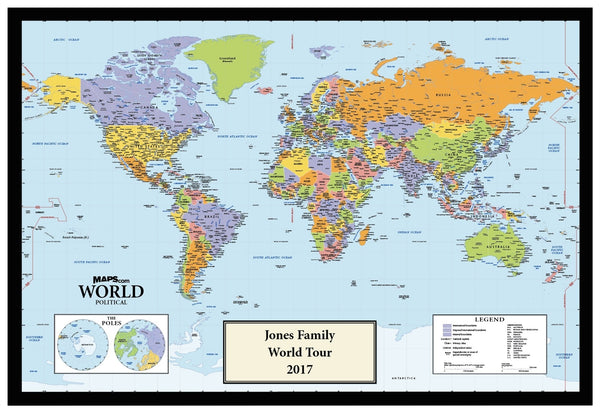 Personalized World Political Wall Map Maps.com
