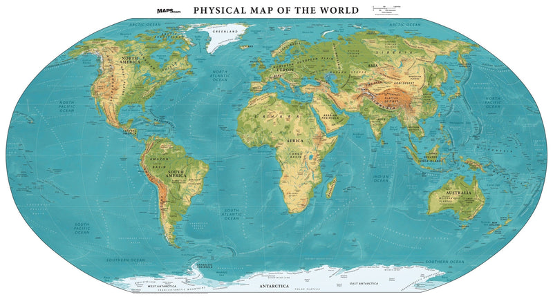 Physical Map of the World - Elevation Maps.com