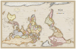 Antique Upside Down World Wall Map