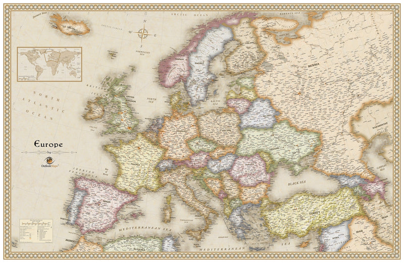 Antique Style Europe Wall Map Maps.com
