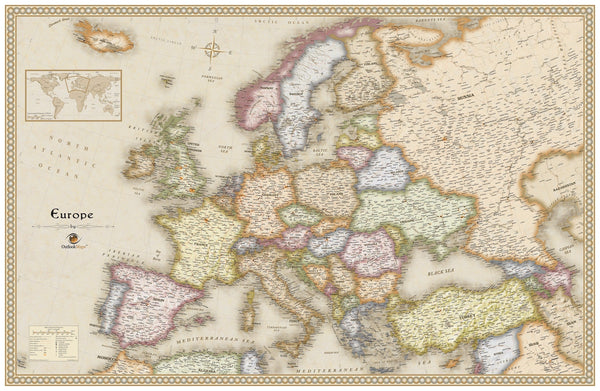 Antique Style Europe Wall Map | Map Geek.com