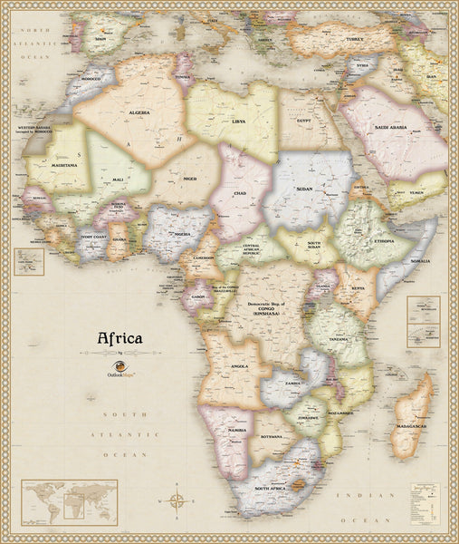 Antique Style Africa Wall Map Maps.com