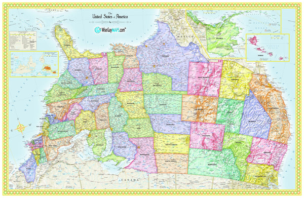 Upside Down USA Wall Map Maps.com