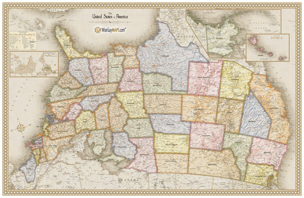 Antique Upside Down USA Wall Map Maps.com