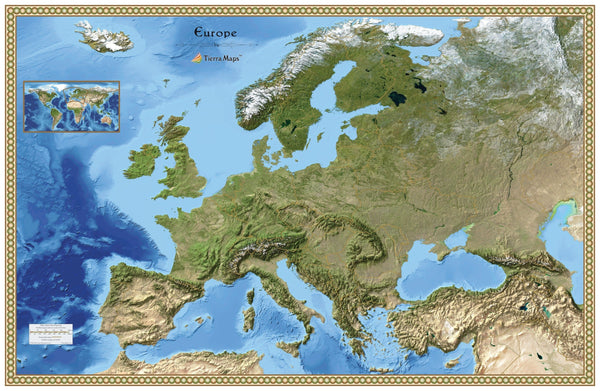 Europe Satellite Reference Wall Map Maps.com