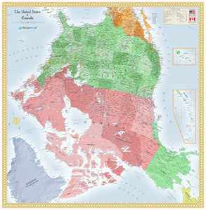 Upside Down USA and Canada Wall Map