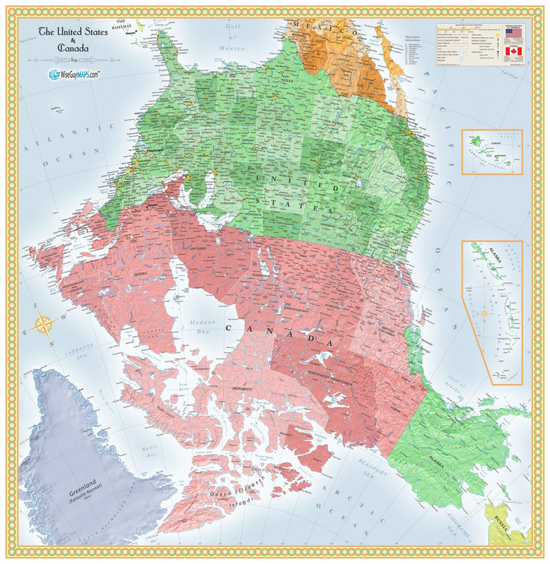 Upside Down USA and Canada Wall Map Maps.com