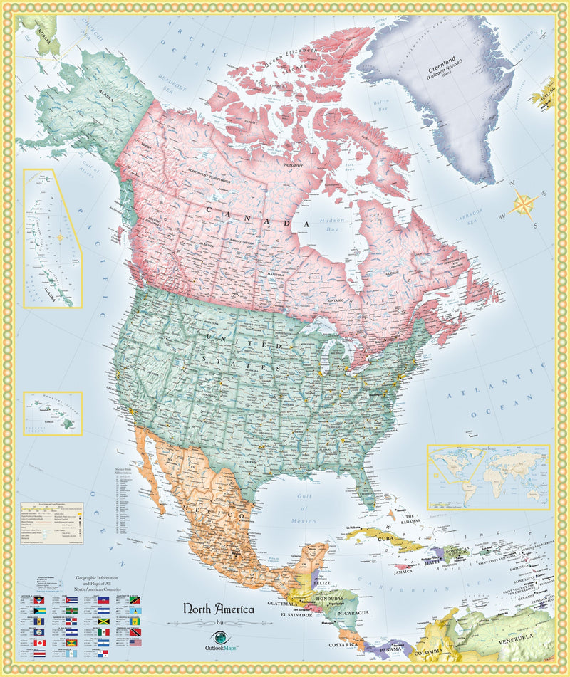 North America Political Wall Map Maps.com