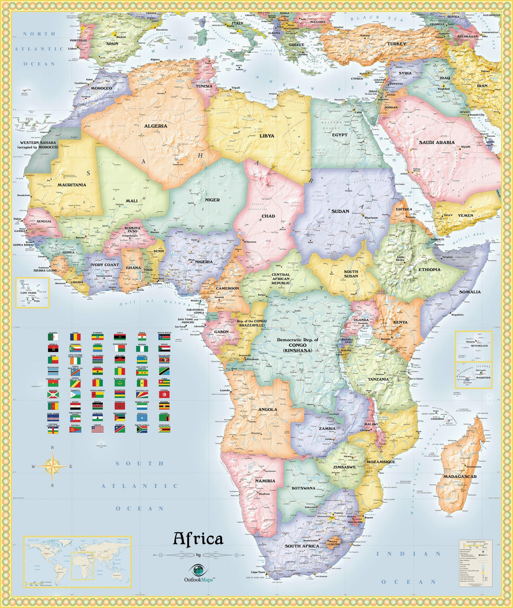 Wall Maps / Political Maps / Africa Political Maps | Map Geek.com