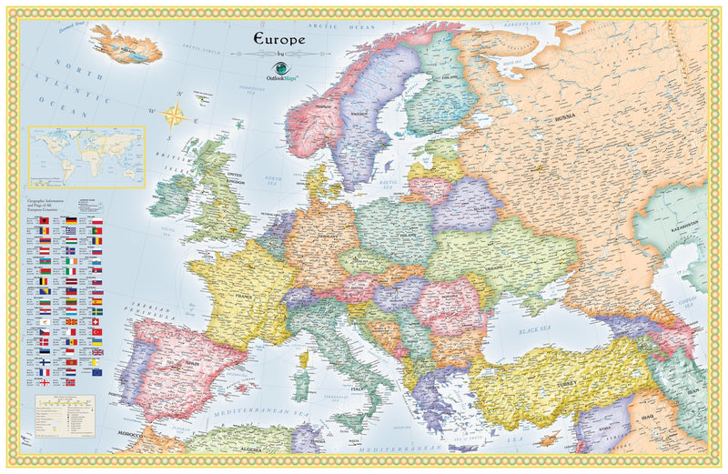 Europe Political Wall Map, 2008 Maps.com