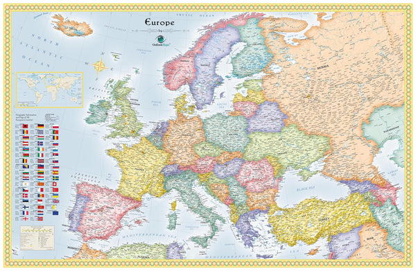 Europe Political Wall Map, 2008 Maps.com