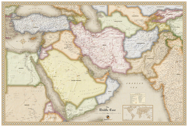Antique Style Middle East Wall Map Maps.com