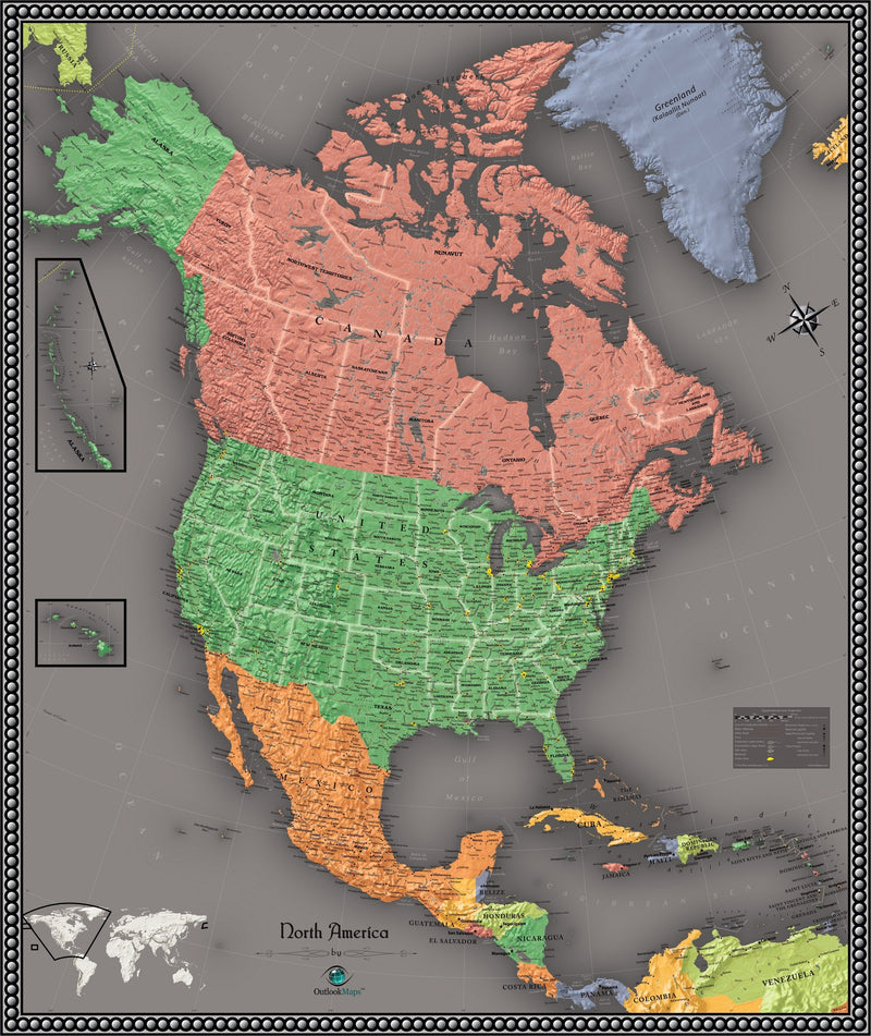 North America Contemporary Wall Map Maps.com