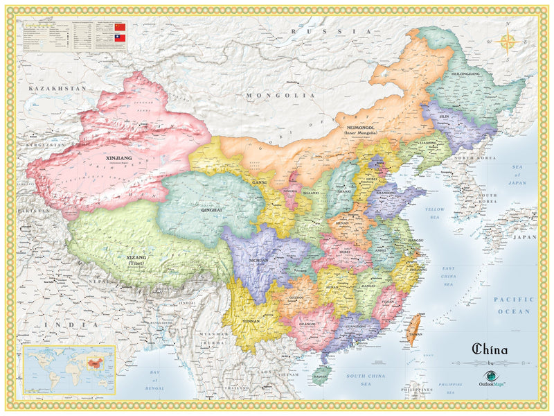 China Political Wall Map Maps.com