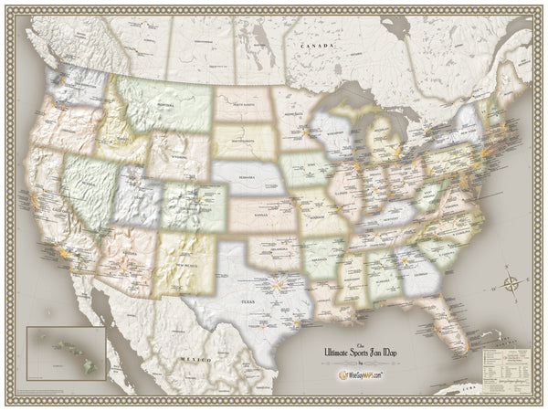 Ultimate Sports Fan USA Wall Map Maps.com