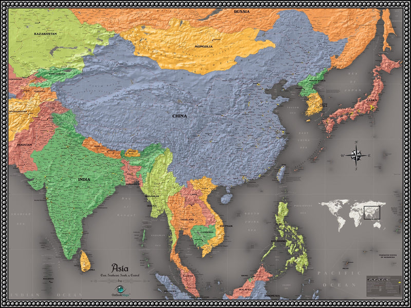 Contemporary Asia Wall Map Maps.com