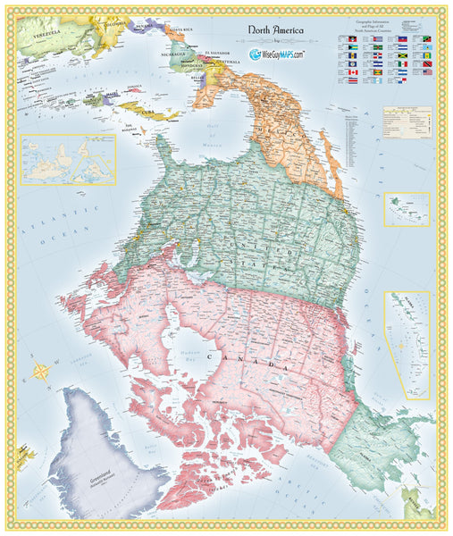 Upside Down North America Wall Map Maps.com