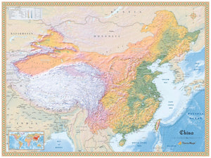 China Physical Wall Map