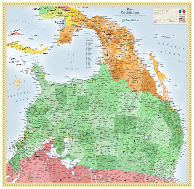 Upside Down USA and Mexico Wall Map Maps.com
