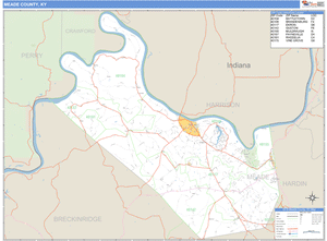 Meade County, Kentucky Zip Code Wall Map