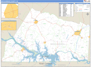 Mecklenburg County, Virginia Zip Code Wall Map