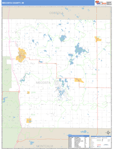 Mecosta County, Michigan Zip Code Wall Map