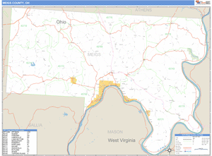 Meigs County, Ohio Zip Code Wall Map