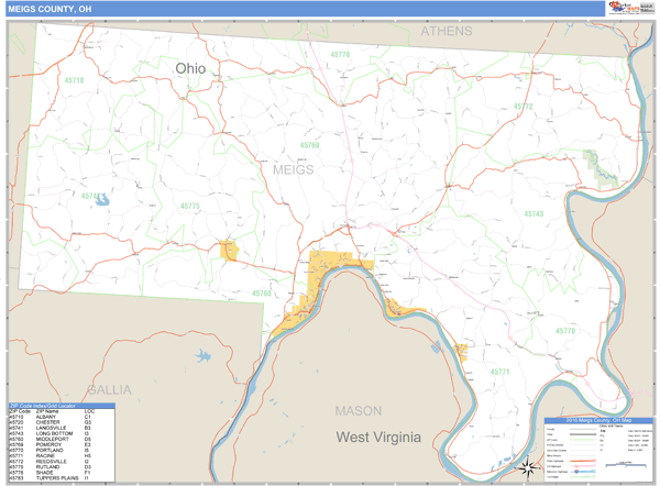 Meigs County, Ohio Zip Code Wall Map Market Maps (IDI)